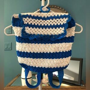 Hand made backpack blue and white new